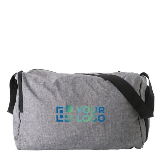 Bolsa de viaje promocional plegable con compartimiento para zapatos color gris vista de impresión