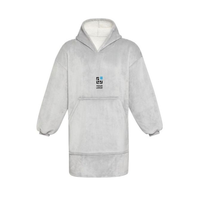 Manta con capucha de franela de poliéster con bolsillo frontal