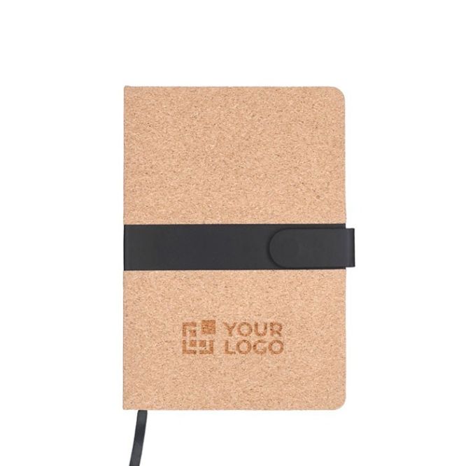 Libreta de corcho con banda de cierre magnético de PU a rayas A5