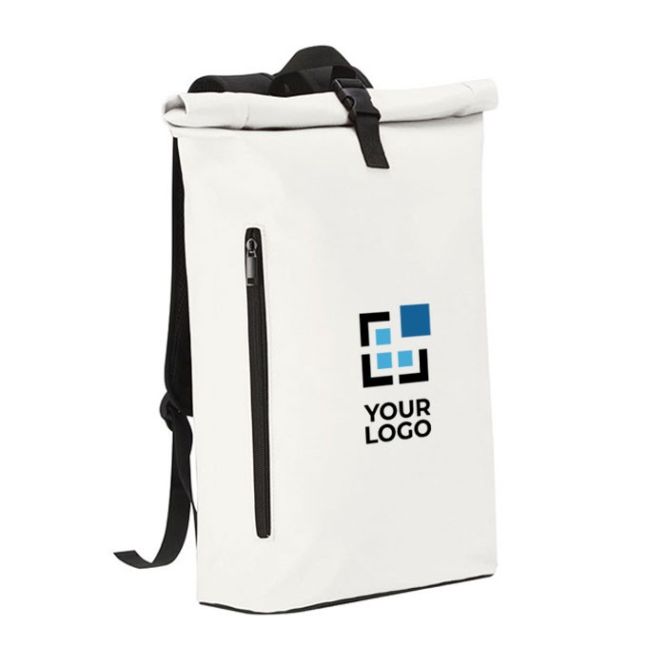 Mochila roll-top para portátil de suave PU con cierre de hebilla 15''