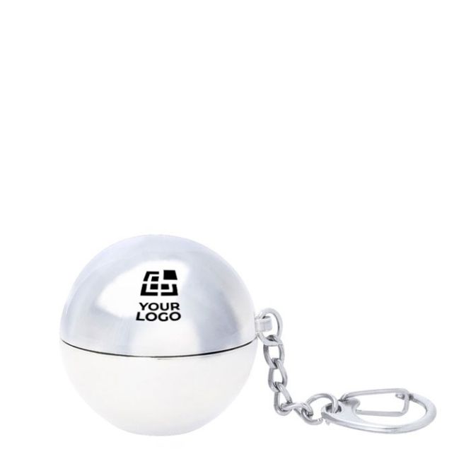 Bálsamo labial en esfera brillante con llavero mosquetón
