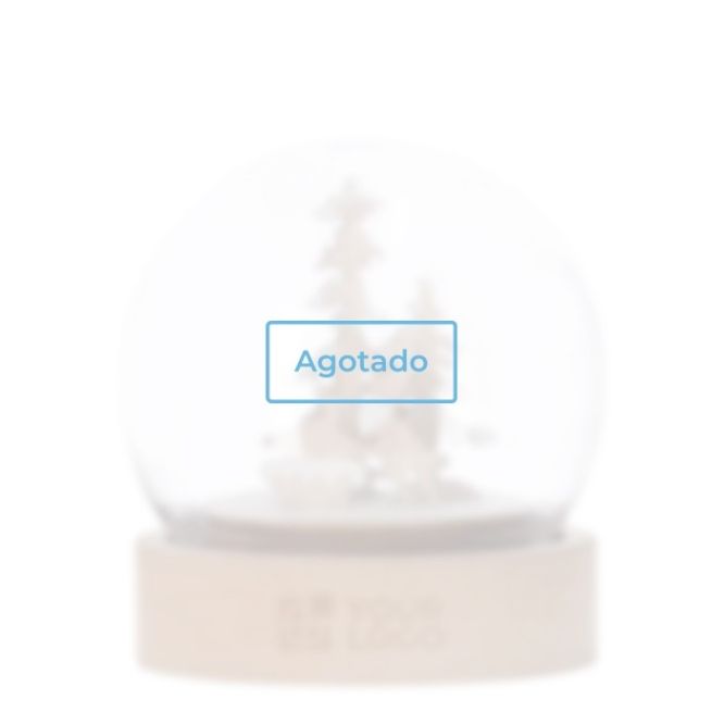 Bola iluminada con diseño navideño en el interior y base de madera vista principal - agotado