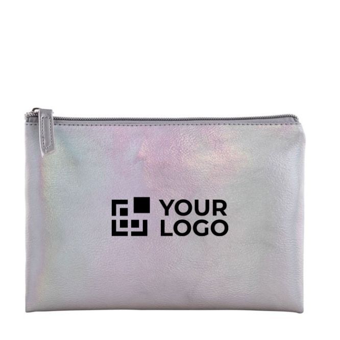 Moderno neceser de PU con efecto tornasol y tirador a juego color translúcido vista principal