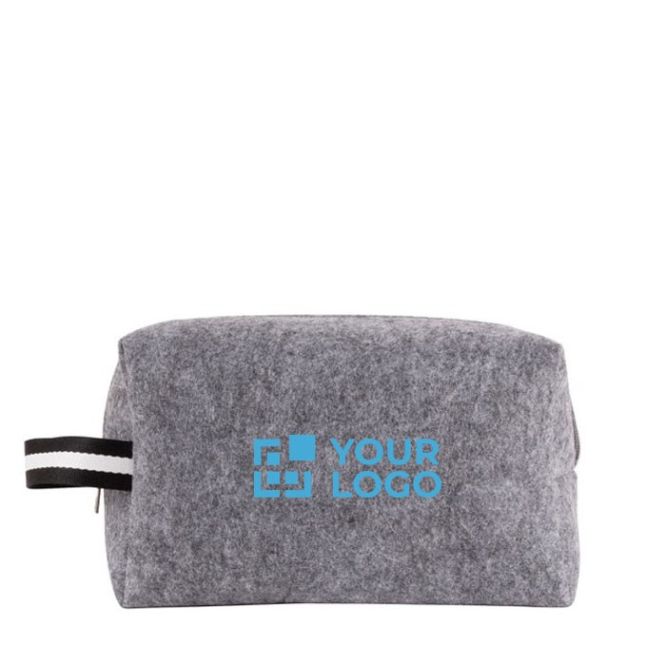Neceser de fieltro RPET con asa bicolor en el costado 360 g/m2