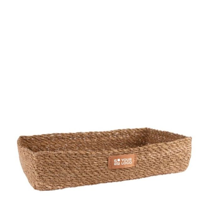Cesta de almacenamiento hecha de algas entretejidas 35 x 20 x 7 cm