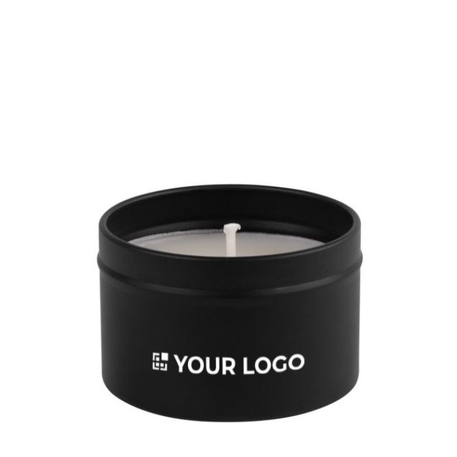 Vela de parafina en tarro de metal con tapa a juego 50g color negro vista principal