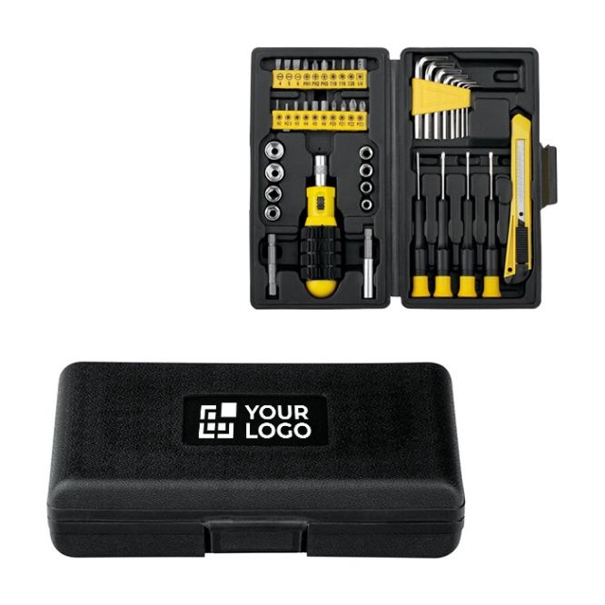 Juego de herramientas en acero y plástico de 45 piezas en estuche
