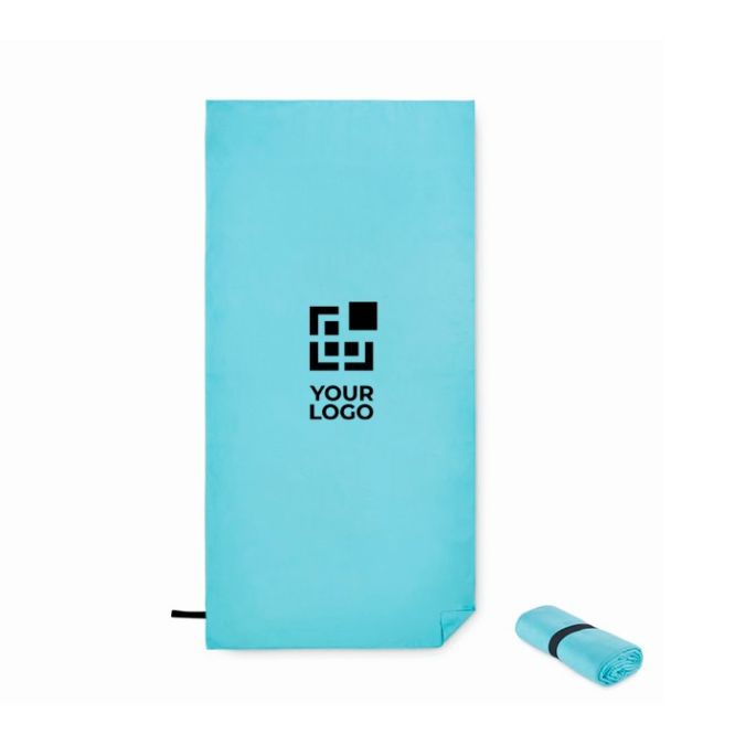 Toalla deportiva de microfibra con correa para cierre 200 g/m2