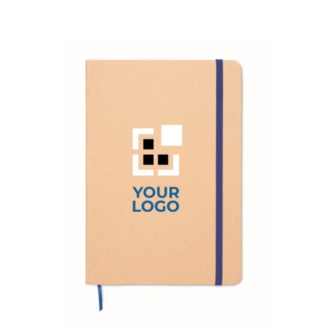 Libreta de cartón con banda y marca páginas a color hojas a rayas A5