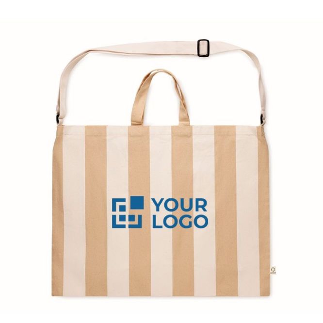 Bolsa de la playa con rayas verticales con asas y bandolera ajustable