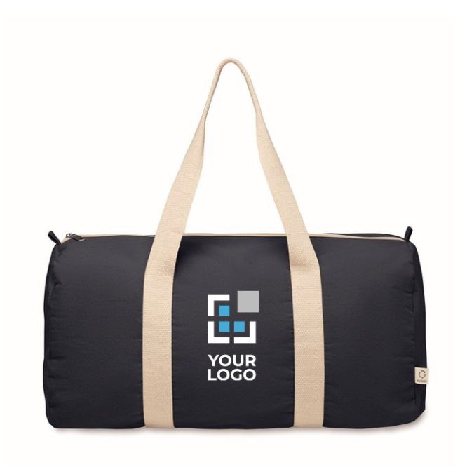 Bolsa de viaje con compartimiento lateral y detalles en color natural