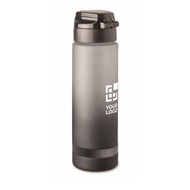 Botella antifugas de RPET con horario de consumo de agua 1L