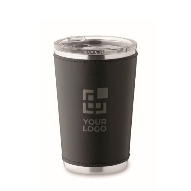 Vaso de acero inoxidable con funda extraíble de piel sintética 350ml