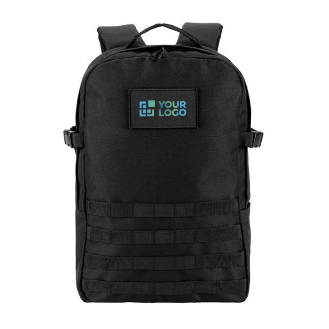 Mochila militar de poliéster reciclado con cintas e insignia