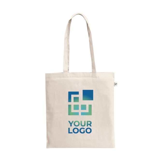 Bolsa de la compra de algodón orgánico con asas largas 180 g/m2