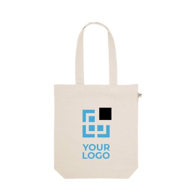 Bolsa de algodón reciclado y poliéster con asas largas 280 g/m2