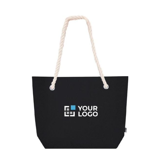 Bolsa de fieltro reciclado con asas de cordón de algodón y fuelle