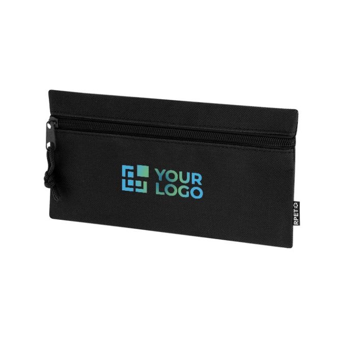 Estuche rectangular de RPET con cremallera frontal a juego