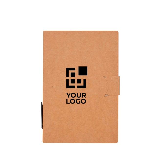 Libreta de notas adhesivas con bolígrafo con tinta negra vista principal