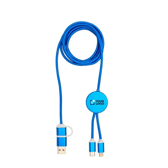 Cable de carga de plástico reciclado y aluminio que sincroniza 5 en 1