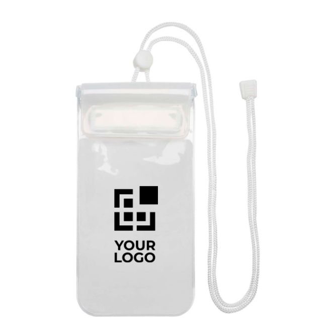 Funda impermeable mediana de plástico para móvil con cuerda vista principal