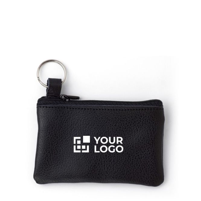 Monedero de piel con cremallera y llavero para personalizar