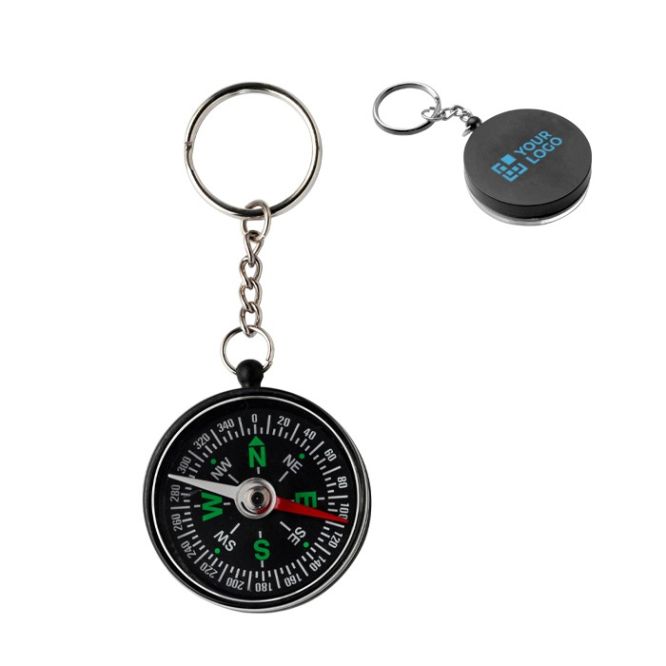Llavero personalizable de plástico con brújula incluida