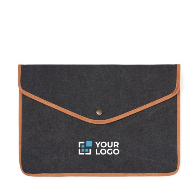 Funda para portátil de lona reciclada con bordes de color 16