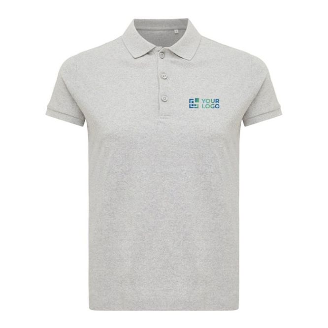 Polo piqué de algodón reciclado de mujer casual fit 220 g/m2 Iqoniq color gris claro vista de impresión