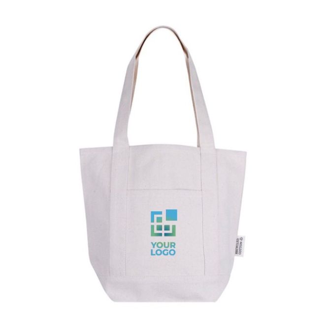 Bolsa de algodón reciclado con bolsillo exterior en un lado