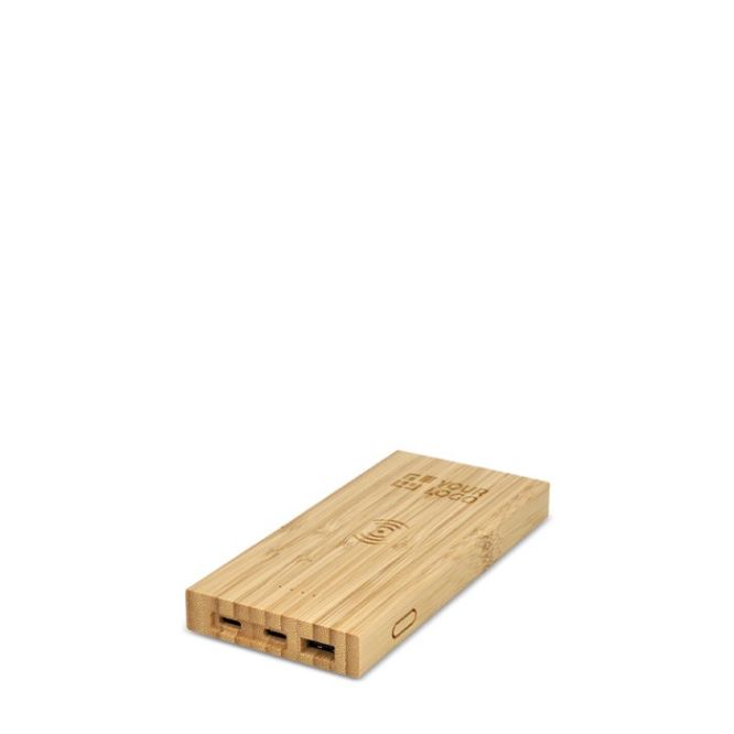 Powerbank de bambú con tres distintos puertos 8.000 mAh