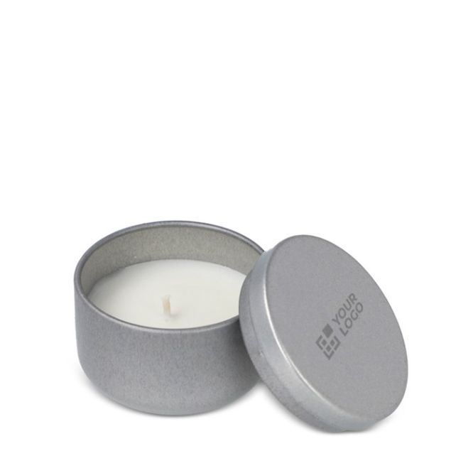 Vela de cera vegetal en tarro de acero reciclado circular