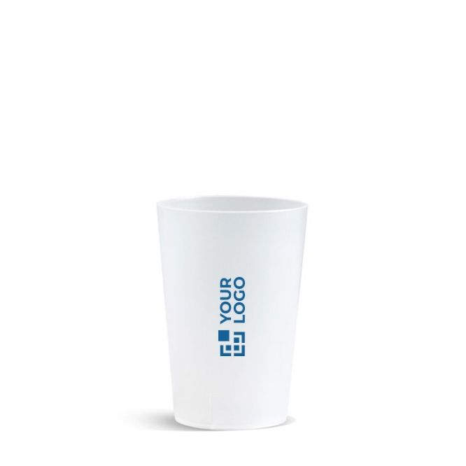 Vaso reutilizable de plástico hecho en Europa con capacidad 280ml vista de impresión