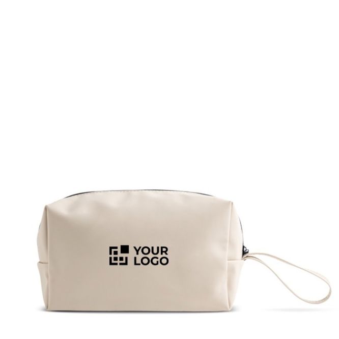 Neceser de cuero sintético con bolsillo principal con cremallera vista de impresión