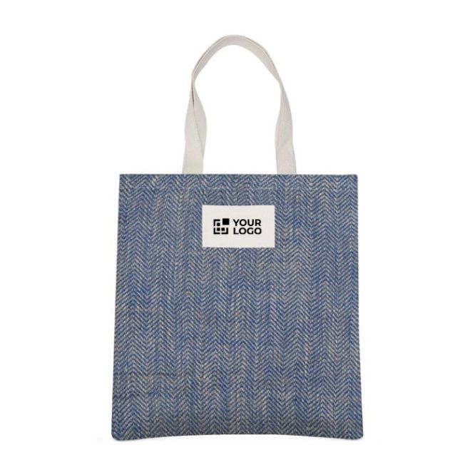 Bolsa de yute con asas de algodón y tejido con acabado zig-zag