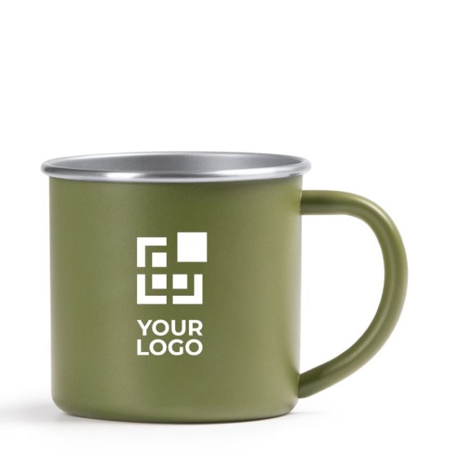 Taza de acero inoxidable reciclado con borde e interor plateado 350ml