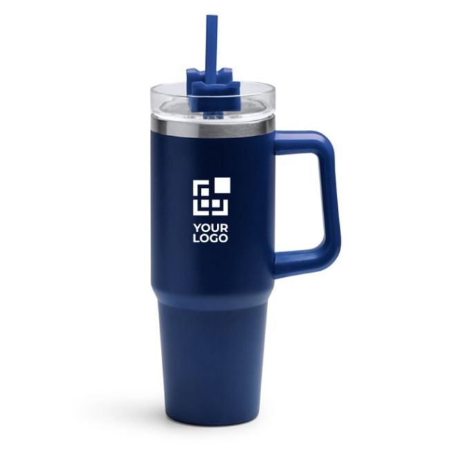 Botella térmica de acero inoxidable reciclado con pajita 870ml