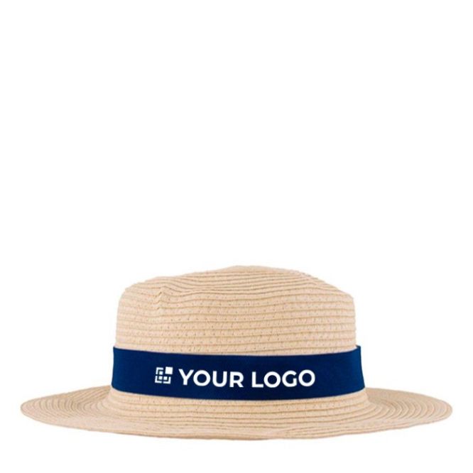 Sombrero de papel de color natural con cinta a color para personalizar