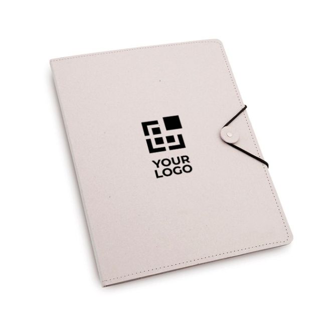 Carpeta de cartón reciclado con bloc de hojas a rayas dentro