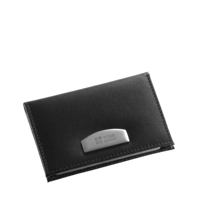 Tarjetero de piel regenerada negro para tarjetas de visita y crédito