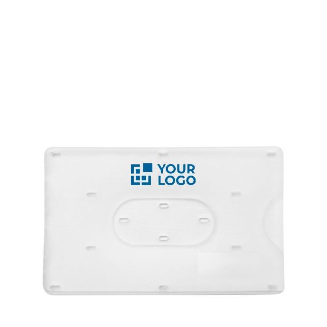 Identificador de plástico transparente para una tarjeta color blanco vista de impresión