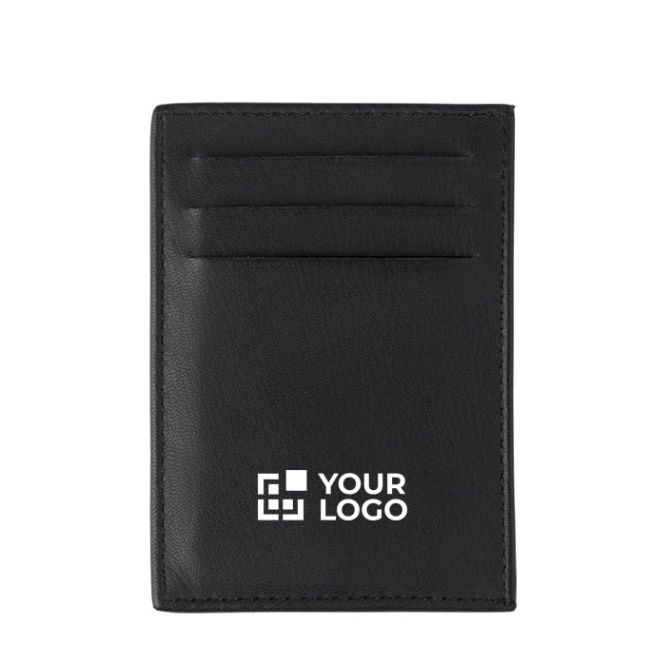 Tarjetero de piel de cabra con 3 bolsillos de lado y uno principal