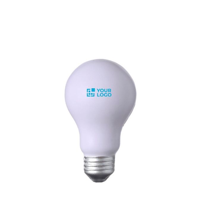 Antiestrés en forma de bombilla de luz para personalizar color blanco vista de impresión