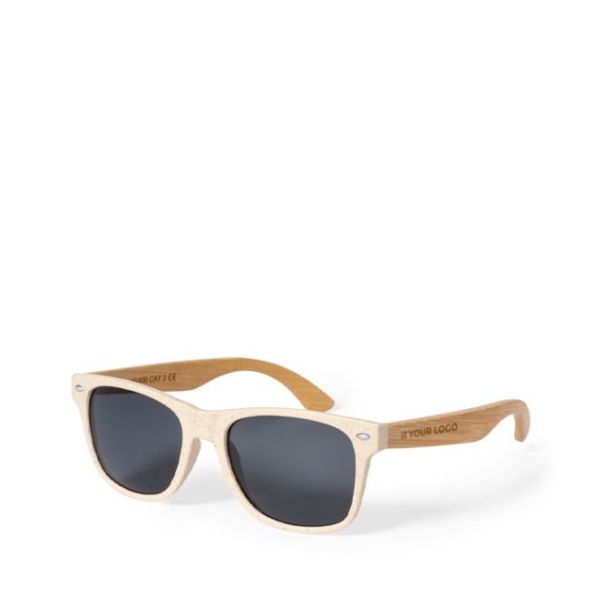 Gafas de sol con varillas de bambú y lentes negros de protección UV400