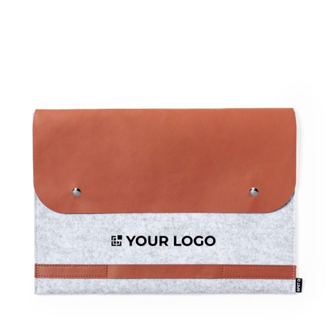 Funda para portátil de fieltro RPET con solapa en polipiel 14''