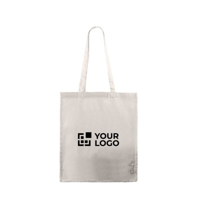 Bolsa de algodón Canvas reciclado con asas largas 240 g/m2 color natural vista principal