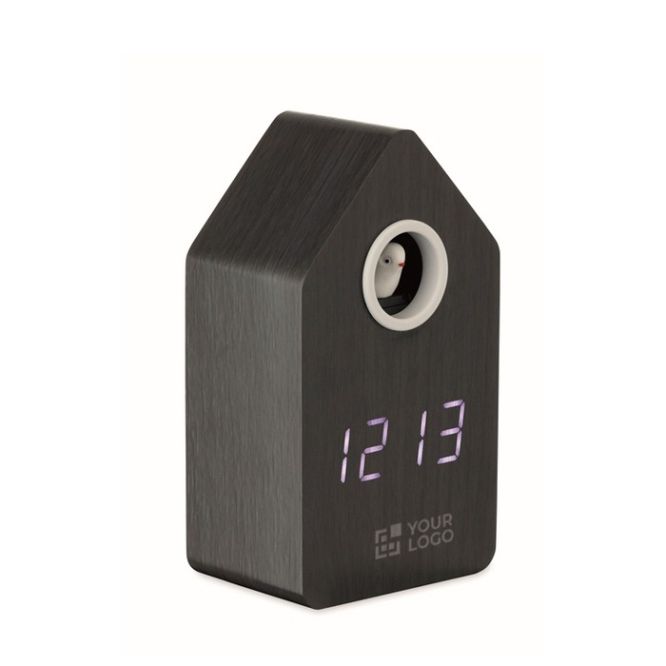 Alarma en forma de casa de pájaro con pantalla LED blanca