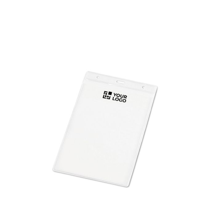 Identificador vertical plástico con agujeros de mosquetón 11x17cm