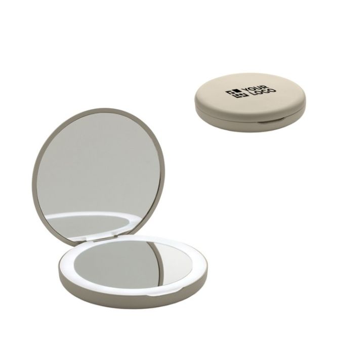 Espejo de bolsillo en plástico reciclado con aumento y luz LED