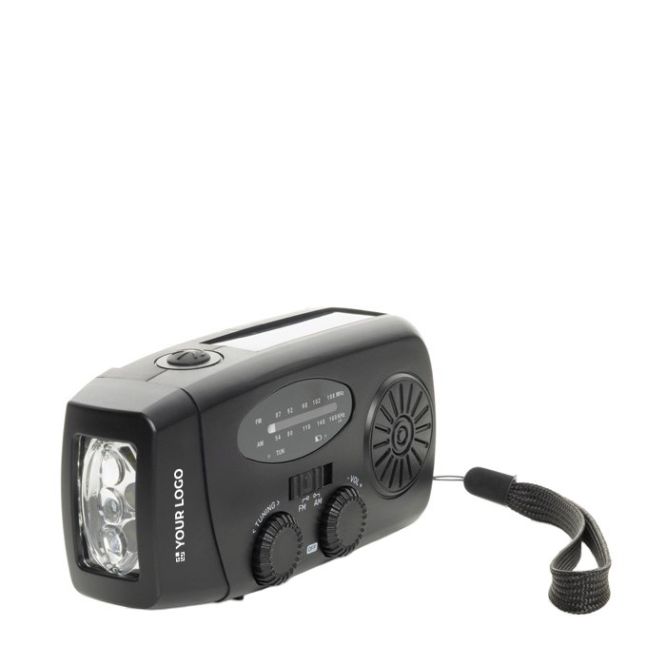 Radio de emergencia multifunción ABS reciclado con manivela 1.800 mAh